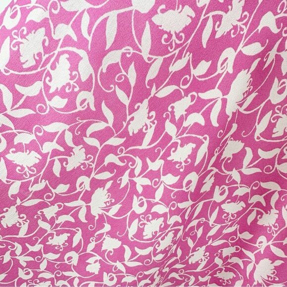 Lilita Azalea Pink Short Ruffle Sleeved Floral-Print Silk Mini Dress Sz Small - Picture 15 of 16